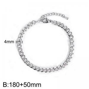 4mm minimalist and fashionable double-sided polished Cuban bracelet with tail chain - KB182835-Z