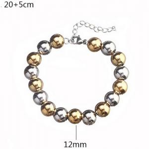 Fashionable 12mm gold stainless steel beaded bracelet with tail chain - KB182837-Z