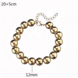 Fashionable 12mm Gold Stainless Steel Beaded Bracelet with Tail Chain - KB182838-Z