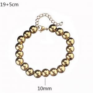 Fashionable 10mm Gold Stainless Steel Beaded Bracelet with Tail Chain - KB182840-Z
