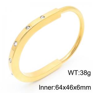 Stainless Steel Stone Bangle - KB183438-SP