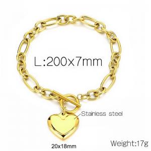 Stainless steel O-shaped chain OT buckle heart-shaped pendant bracelet - KB184159-Z