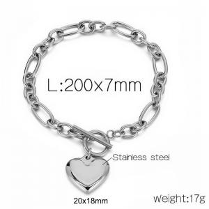 Stainless steel O-shaped chain OT buckle heart-shaped pendant bracelet - KB184160-Z