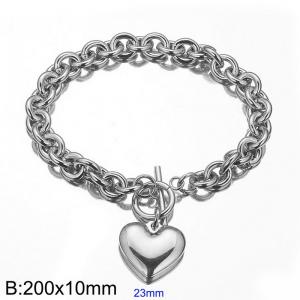 Stainless Steel Love Pendant OT Buckle Bracelet - KB184373-Z