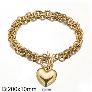 Stainless Steel Love Pendant OT Buckle Bracelet - KB184374-Z