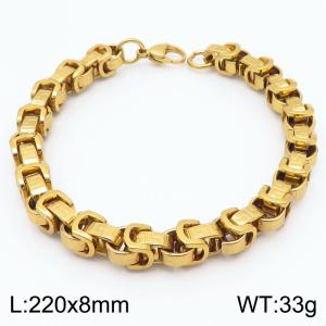 High Quality Silver Color Stainless Steel Box Chain Great Wall Line Bracelets Jewelry For Men - KB184622-JG