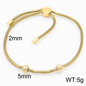 Gold Color Beads Snake Bones Chain Stainless Steel Bracelet For Women - KB184630-Z