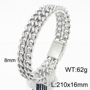 Personalized Two 8mm Cuban Chain Splicing Buckle Men's Titanium Steel Bracelet - KB184825-KJX
