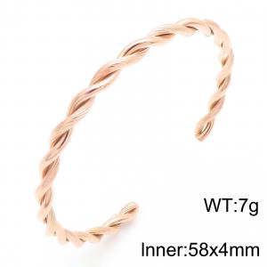 58x4mm Stainless Steel Women's C Open Twisted Bracelet Rose Jewelry - KB184847-KFC
