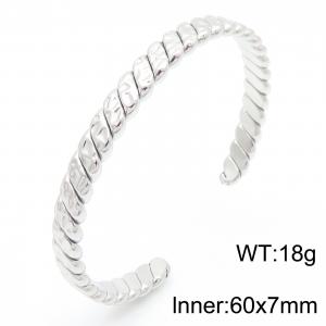 60x7mm Stainless Steel Women's C Open Hammer Pattern Block Bracelet Jewelry - KB184849-KFC