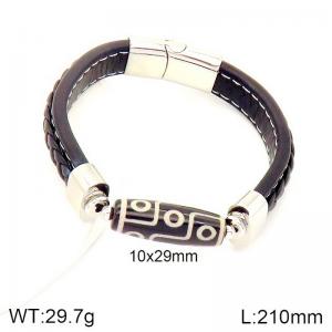 Stainless Steel Leather Bracelet - KB184881-NT