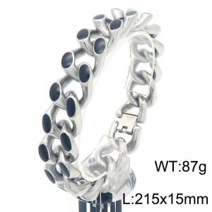15mm Silver Color Cuban Chain Bracelet For Men Simple Fashion Stainless Steel Punk Jewelry - KB202409-KJX