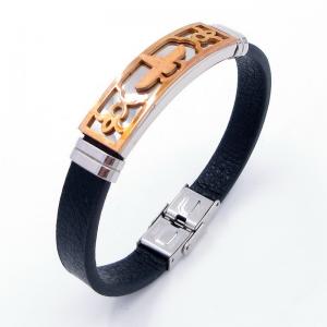 Stainless Steel Leather Bracelet - KB204013-JZ