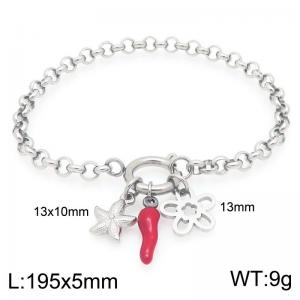 Elegant Link Bracelet Adorned with Star, Chili & Shell Charms Stainless Steel Jewelry - KB204356-Z