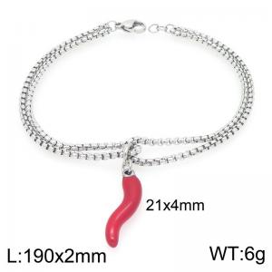 Elegant Link Bracelet for Women Adorned with Chili Charms Stainless Steel Jewelry - KB204541-Z
