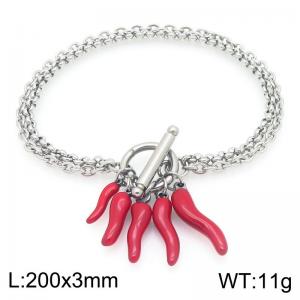 Elegant Link Bracelet for Women Adorned with Chili  Charms Stainless Steel Jewelry - KB204543-Z