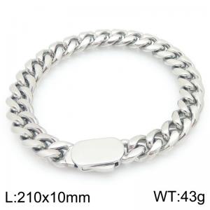 10mm Silver Smooth Chain Stainless Steel JBracelet For Men, 21cm Bracelet - KB205620-Z