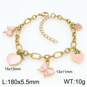 Fashionable countryside feng shui fruit and insect multi accessory stainless steel bracelet - KB206217-Z