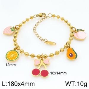 Fashionable countryside feng shui fruit and insect multi accessory stainless steel bracelet - KB206218-Z