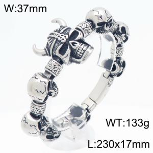Men's stainless steel cast skull bracelet punk style jewelry - KB209645-KJX