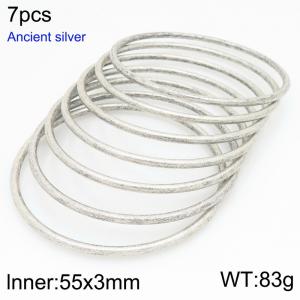 Stainless steel Ancient silver bangle - KB209849-GC