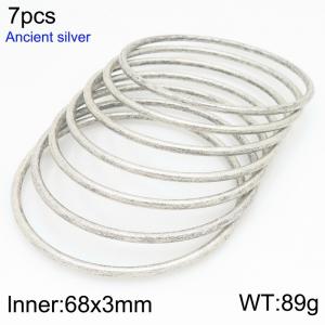 Stainless steel Ancient silver bangle - KB209852-GC