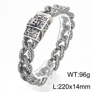 Antique silver stainless steel men's bracelet - KB210027-KJX