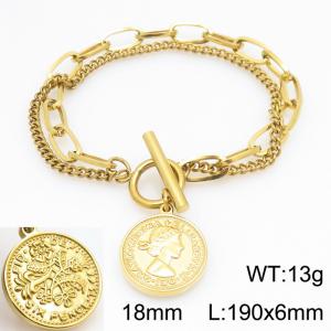 Stainless Steel Gold-plating Bracelet - KB211068-Z