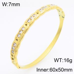 Stainless Steel Stone Bangle - KB213077-KSZ