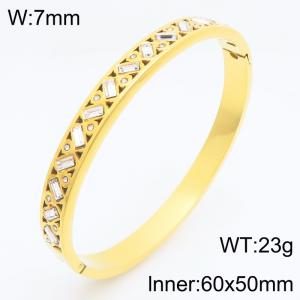 Stainless Steel Stone Bangle - KB213080-KSZ
