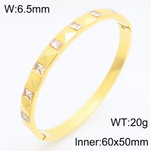 Stainless Steel Stone Bangle - KB213087-KSZ