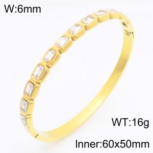 Stainless Steel Stone Bangle - KB213088-KSZ
