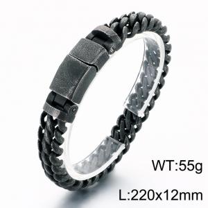 Fashion jewelry stainless steel men's bracelet oxidized black - KB214177-KJX