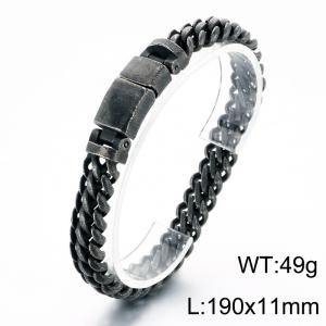 Fashion jewelry stainless steel men's bracelet oxidized black - KB214178-KJX