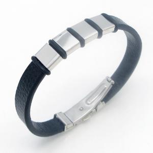Fashion jewelry with stainless steel and leather bracelet suitable for daily wear - KB214527-JZ