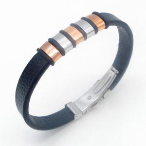 Fashion jewelry with stainless steel and leather bracelet suitable for daily wear - KB214528-JZ