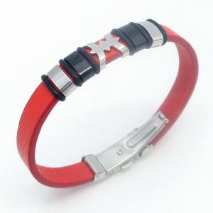 Fashion jewelry with stainless steel and leather bracelet suitable for daily wear - KB214532-JZ