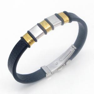 Fashion jewelry with stainless steel and leather bracelet suitable for daily wear - KB214534-JZ