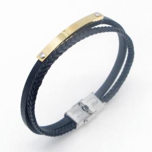 Fashion jewelry with stainless steel and leather bracelet suitable for daily wear - KB214537-JZ