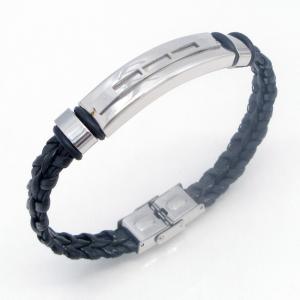 Fashion jewelry with stainless steel and leather bracelet suitable for daily wear - KB214542-JZ