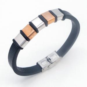 Fashion jewelry with stainless steel and leather bracelet suitable for daily wear - KB214548-JZ