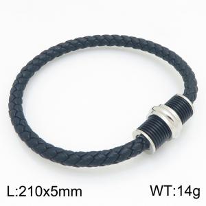 Stainless Steel Leather Bracelet - KB215385-JR