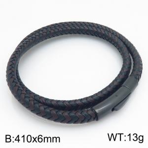 Stainless Steel Leather Bracelet - KB215387-JR