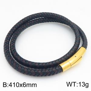 Stainless Steel Leather Bracelet - KB215388-JR