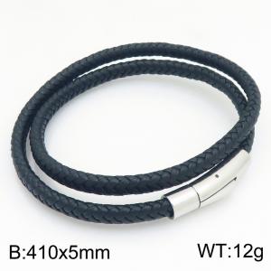 Stainless Steel Leather Bracelet - KB215391-JR