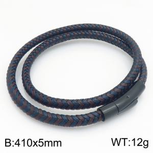Stainless Steel Leather Bracelet - KB215394-JR