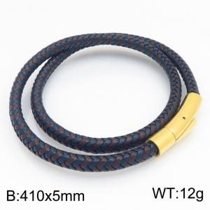 Stainless Steel Leather Bracelet - KB215396-JR