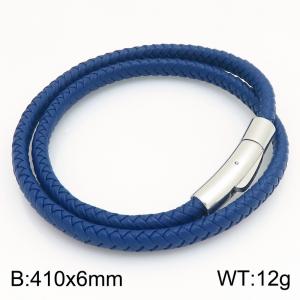 Stainless Steel Leather Bracelet - KB215398-JR