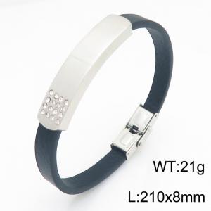 Stainless Steel Leather Bracelet - KB215400-JR