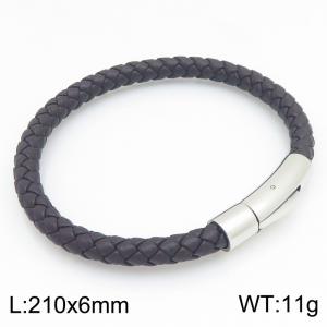 Stainless Steel Leather Bracelet - KB215401-JR